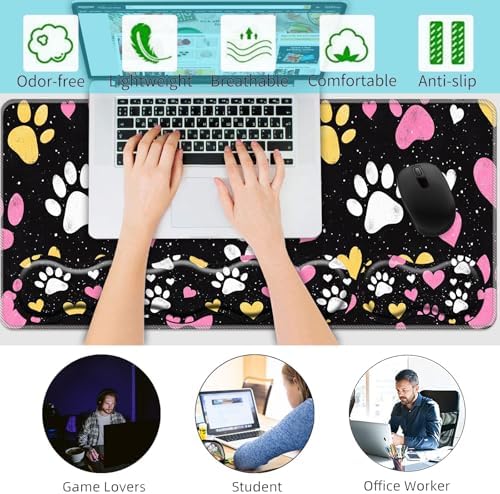 Keyboard Wrist Rest+Mouse Wrist Pad+Desk Pad Set,Memory Foam Ergonomic Easy Typing Pain Relief for Computer Laptop Office Home - Cute Colorful Dog Paws Pattern - Image 6