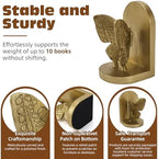Gold Butterfly Bookends, Vintage Butterfly Book Ends for Heavy Books - Image 2