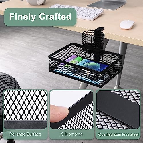 ROSYLINE Rotary Under Desk Storage Organizer with Cup Holder & Drawer Tray - Image 5