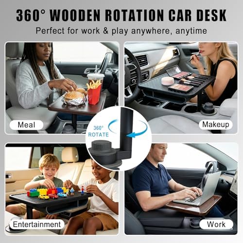 Car Desk for Laptop, Rotating Car Table Tray for Cup Holder - Image 4