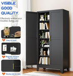 GAIOUS 75.2" Tall Metal Storage Cabinet, Kitchen Pantry Cabinet Black - Image 3