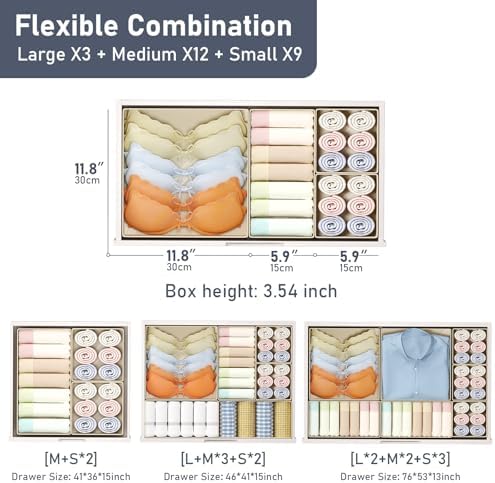 DIMJ Drawer Organizer Clothes Storage - 24 Pack Baby Dresser Organizer for Nursery, Small Fabric Closet Drawer Organizer Bins for Underwears Socks, Foldable Storage Dividers Organization for Bedroom - Image 2
