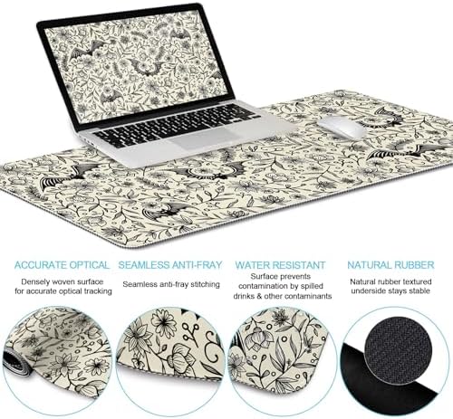 LIMKRIAN Goth Bat Ergonomic Mouse Pad Set, Large Desk Mat for Desktop - Image 3