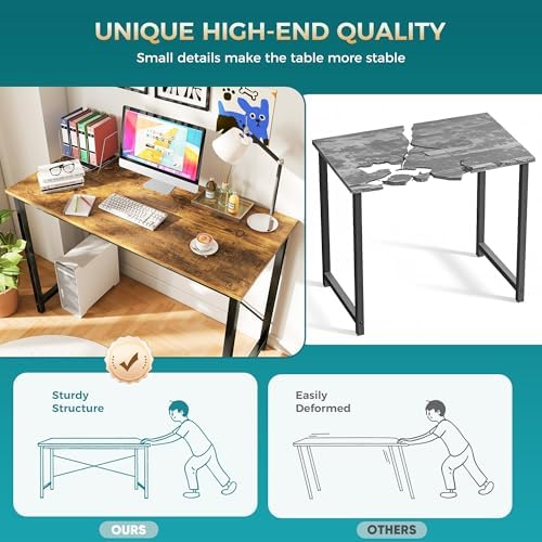 OLIXIS 40 Inch Computer Office Desk for Small Spaces, Writing Gaming Work Desk Modern Study Table with Storage Bag & Headphone Hook Home Bedroom, Rustic Brown - Image 6