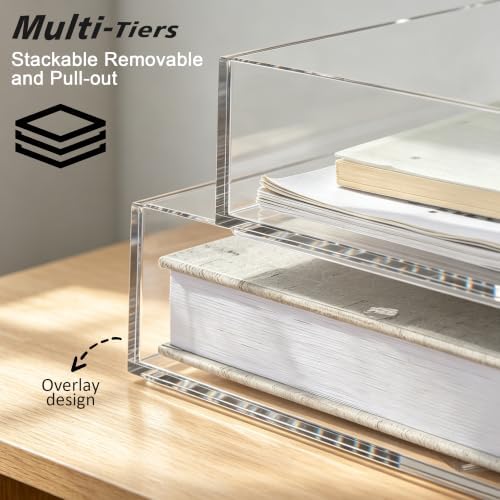 Clear Acrylic Desk Organizer – Stackable Paper Tray Office Storage - Image 4