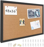 36"x48" Black Wood Framed Hanging Cork Bulletin Board by Buyitnow