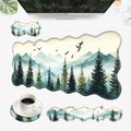 Desk Mat, Mouse Pad with Wrist Rest, 4-in-1 Large Mouse Pads for Desk, Ergonomic Mouse Pad and Keyboard Wrist Rest Gaming Keyboard Mat for Office,Misty Forest and Mountain by EFGWSDER