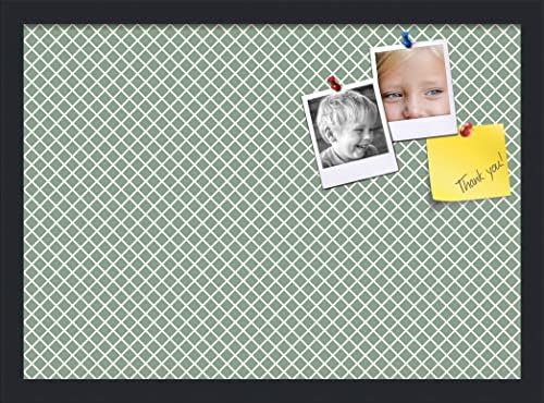 PinPix 21x15 inch Cork Bulletin Board. This Decorative Framed Pin Board Comes with Diamond Pattern in Nile Green Design and Satin Black. Ideal for Home, Office Decor or School (PinPix-380) by PinPixBulletinBoards