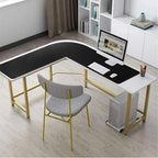 Vyaaa 51 inch L Shaped Desk Mat, Black Leather Corner Desk Pad Mouse Pad - Image 6