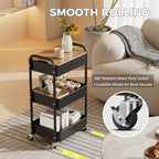 3-Tier Rolling Cart with Table Top, Metal Utility Cart on Wheels - Image 5