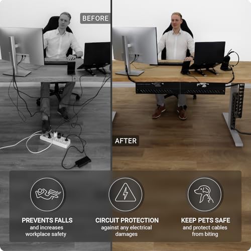 Ultimate Setup Under Desk Cable Management Vertebrae - Perfect for Sit Stand Desk - Wire Management - Adjustable Length - Flexible Cable Spine - Black, 133 cm - Image 6