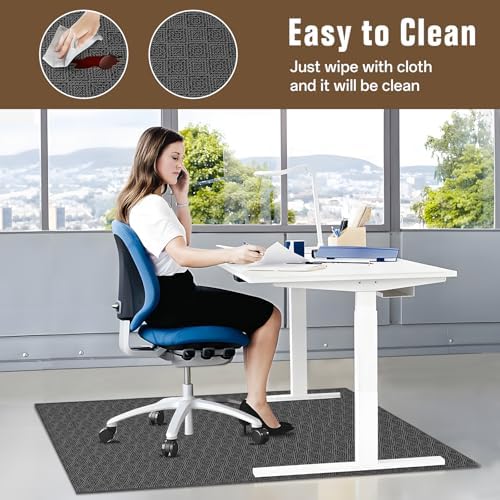 KMAT Office Chair Mat, 45x53in Heavy Duty Hardwood/Tile Floor Protector, Floor Mat Computer Desk Mat for Rolling Chairs, Work, Study, Office, Black - Image 6