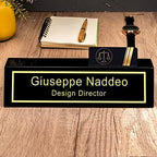 Personalized Engraved Business Desk Name Plate With Card Holder - Customized Executive Black Wood Sign - Custom Gifts for Men - Image 2