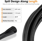 40 FT Wire Loom 1 Inch, Split Wire Loom Tubing Wire Conduit, Wire Protector Tubing – Black - Image 3