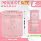 Segarty Pencil Holder, 6 Pack Pink Pen Holder for Desk, 3.9 x 4.2 inch Large Mesh Round Pen Cup Container Set Desktop Accessories Organizer for Office Supply, School Classroom, Makeup Brush - Image 2