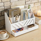 SRIWATANA White Desk Mail Organizer with Drawer, 5 Slot Countertop Sorter - Image 5