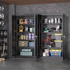 Greenvelly Metal Storage Cabinets 72” Black Garage Steel Storage Cabinet with Doors and Shelves, Metal Tool Cabinet, Steel File Cabinet for Home Office, Basement, Warehouse, Classroom（Anti Tipping） - Image 2