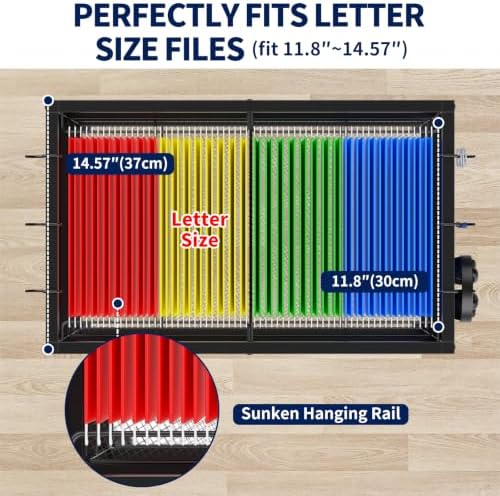 Rolling File Cart, Mobile File Cabinet with 360° Wheels for Home Office - Image 6
