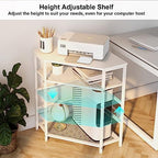 VEDECASA Corner Printer Stand Table with Power Outlet Charging Plugs USB Port Adjustable Storage Shelf Computer Tower CPU Stand Holder for Home Office (White) - Image 3