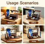 Wood Phone Docking Station for Men - Desktop Nightstand Organizer - Birthday Gifts for Men, Husband, Dad - Anniversary Ideas from Wife - Key Holder, Stand Wallet, Watch & Essentials for Bedroom Office - Image 4