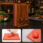 3-Piece Wooden Book Cutting Board Set Like Books, with Stand - Image 6
