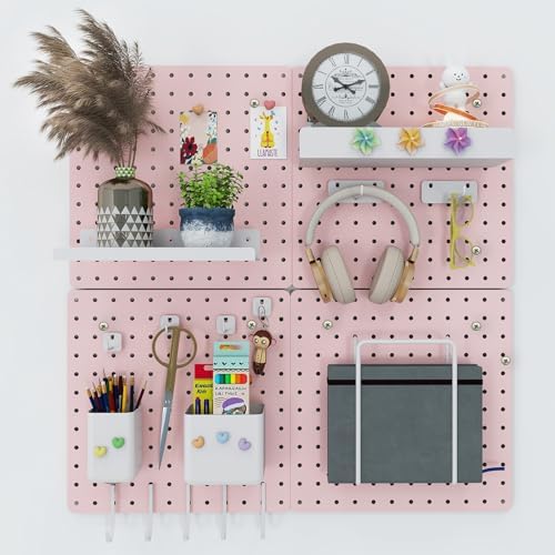 Metal Pegboard Combination Kit 4 Pack Peg Board and 26 Accessories by Soubeoii