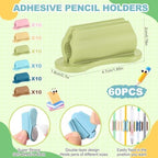 Sherr 60 Pack Adhesive Silicone Pencil Holders Bulk for Desk,Wave,Morandi - Image 2
