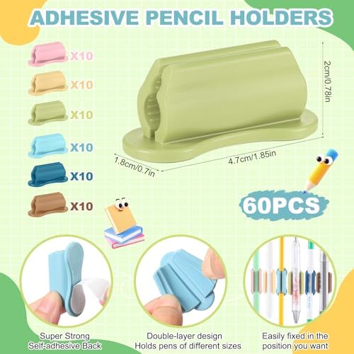 Sherr 60 Pack Adhesive Silicone Pencil Holders Bulk for Desk,Wave,Morandi - Image 2