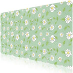Watercolor Daisy Office Desk Mat 31.5" x 15.7" Desktop Mat PU Leather Large Mouse Pad White Mousepad Non-Slip Table Mat for Girls, Women, Home, Work, Computer, and Gaming by Unknown