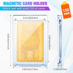SATINIOR 150 Pcs 100 Pt Acrylic Magnetic Card Holders 2.5 x 3.54 Inch Tag Holder Clear Protectors Hard Plastic UV Protection Case for Sports Baseball Card Trading Storing Displaying - Image 2
