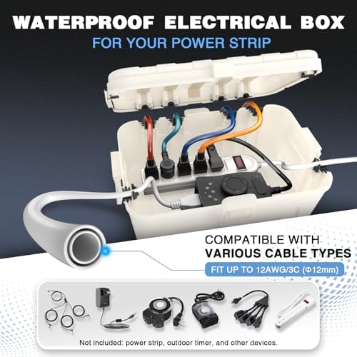 Flemoon Large Outdoor Electrical Box, IP54 Waterproof Extension Cord Cover - Image 2