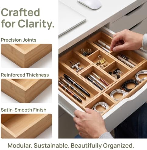 Bamboo Drawer Organizer, Natural, M - Image 5