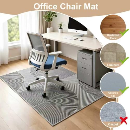 Office Chair Mat - for Hardwood Floors, Large Non-Slip Easy-Clean Floor Protection Blanket (Light Gray, “60 x 48in”) - Image 3
