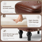 Cmishe Ottoman Leather Footrest,Vintage Footstool,Thickened Foam Upholstered Seat,Wooden Leg Foot Rest,Under Desk Shoe Bench Small Bench for Living Room Dining Room(Bronw) - Image 4