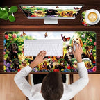 Keyboard Wrist Rest and Mouse Pad with Wrist Support Set Ergonomic Coaster,Memory Foam,Easy Typing Pain Relief,Large XL Desk Mat 31.5"x 11.8",Dog with Butterflies and Flowers - Image 4