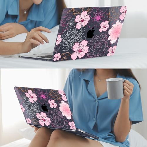 Mektron for 2026/2025/2024/2023 MacBook Air 15 INCH M5 A3448 /M4 A3241 /M3 A3114 /M2 A2941 Case, Printed Plastic Hard Shell Cover with 15.3" Liquid Retina Display Touch ID, Flowers Illustration - Image 7
