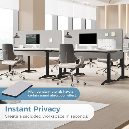 47.2" Clamp-on Desk Dividers, Acoustic Privacy Panel, Light Grey - Image 4
