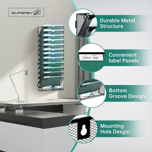SUPEASY 13-Tier Wall File Organizer, Hanging File Holder, Wall Mail Sorter - Image 3