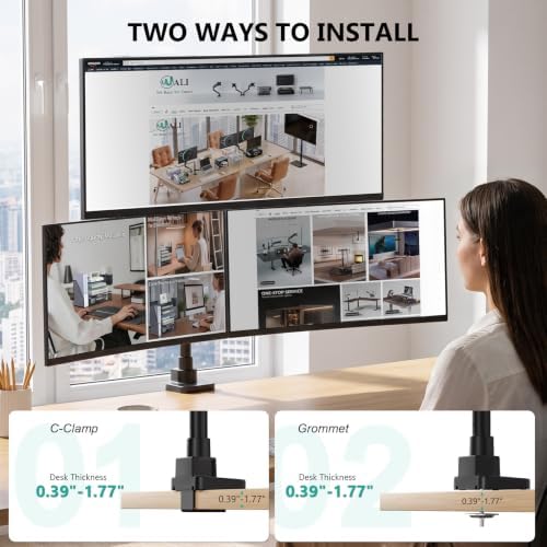 WALI Stacked Triple Monitor Mount for 49" UItrawides and Dual 34" Monitors - Image 6