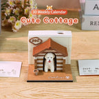3D Memo Pad Time Piece Calendar 2027, 3D Tear-Off Art Desk Calendar 2027, Creative 3D Memo Pad Paper Art Tree House DIY Paper Carving Decoration (Cute Pet Cottage) - Image 2