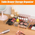 12 Pack Clear Plastic Drawer Organizer Set, Acrylic Non Slip Non Cracking Kitchen Drawer Storage Tray Large Size Divider, Multifunctional Storage for Cosmetics, Bathroom, Tools, Kitchen and Office - Image 7