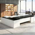 Executive Desk, L Shaped Executive Office Desk with Locking Drawer & File Cabinet, 1'' Thick Desktop, Large Office Desk with Storage, Modern Executive Computer Workstation for Home Office & Business by Unknown