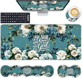 Keyboard Wrist Rest and Mouse Pad with Wrist Support Set Ergonomic Coaster,Memory Foam,Easy Typing Pain Relief,Large XL Desk Mat 31.5"x 11.8",Be Still Floral Bible Verse by CICPLKSE