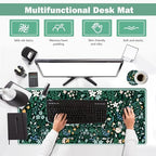 ARTSO XXL Large Gaming Mouse Pad with Wrist Rest, Ergonomic Mouse Pad, Keyboard Wrist Rest, Home Office Desk Accessories, Green Flower Plants - Image 4