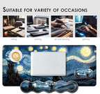 Large Keyboard Mouse Pad Set, Extended Mouse Pad+Keyboard Wrist Rest Support, Memory Foam Ergonomic Easy Typing, 4Pcs (31.5×11.8 in) Desk Pad Set for Office Home,Starry Night Cat - Image 7