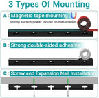 Cable Raceway - Magnetic Cable Management Under Desk with Upgraded Aesthetic Large Hole, Cord Organizer Kit for Hiding Computer, Gaming Desk, Network, Power Cord, TV - 8PCS 8x15.7in Black - Image 6
