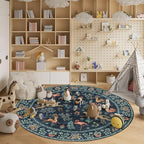 DUKINO 6ft Round Rug for Bedroom, WashableNon Slip Circle Rug, Navy Blue - Image 4