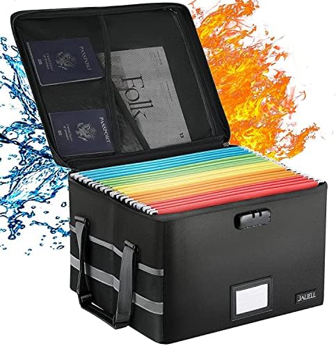 Fireproof File Box with Lock, Document Storage Organizer with Lid, Handle by JALIELL