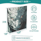 JIPONI 3 Ring Binder White Dragon Anime 1 Inch Round Binders for Men Women Students, Cute File Organizer for Office School, 1pc - Image 4