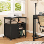 GIANTEX File Cabinet, Lateral Filing Cabinet with Lock, Wheels, Charging Station, Cable Hole, Lockable Side Cabinet, Adjustable Shelves, Metal Frame, Printer Stand for Home Office Small Space (Black) - Image 4